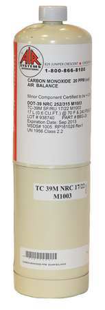 Calibration Gas, 20 ppm CO/Air, 17L Capacity