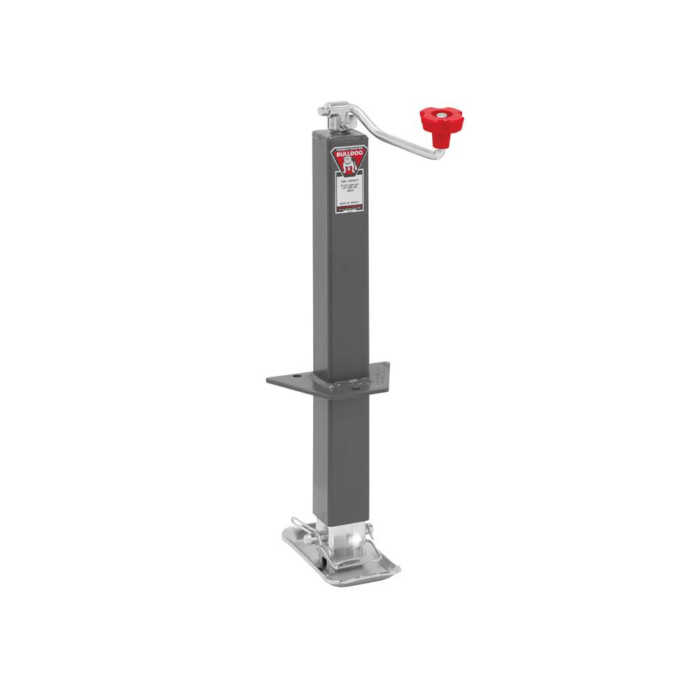 Trailer Jack, Square, 5000 lbs. Support Capacity, Topwind, Bolt-On, 15 Inch Travel