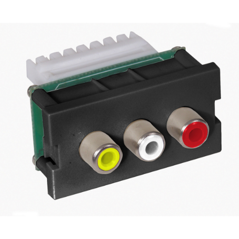 Av Istation Module, Three Rca Component, Audio, 110 Block, 1-Unit, Black