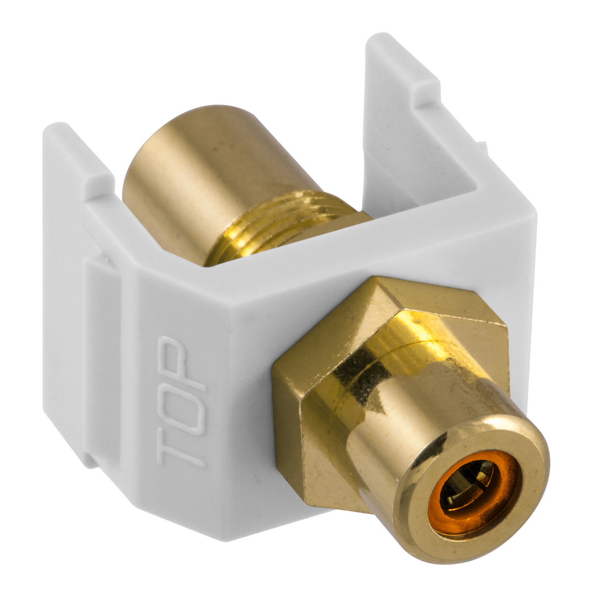 Av Connector, Rca Female To Female, Orange Insulator, White Housing