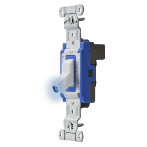 Toggle Switch, Illuminated, Single Pole, 15A, 120/277VAC, White