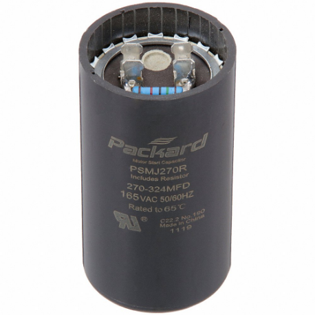 Packard PSMJ270R 44ZU53 Motor Start Capacitor 165V Ac 270 324 Mfd Round 3 3 8 Inch Case Ht 1 13 16 Inch Dia Raptor Supplies Australia