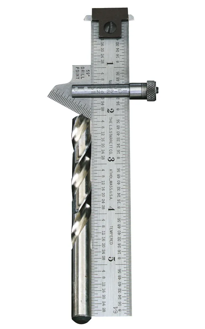 STARRETT 22C Drill Point Gage, Steel, 59 Degree, 32nd Graduations, Hook Rule | AC4HJG 2ZVE5 / 50150
