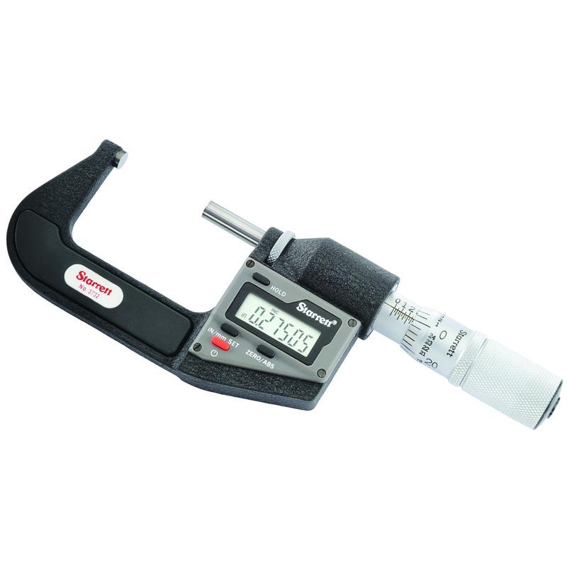 STARRETT 3732XFL-2 Digital Outside Micrometer, 1 to 2 Inch Range, +/-0.0001 Inch Accuracy, Flat | AE6NAM 5UAR9 / 12269