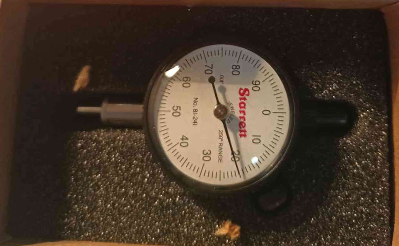STARRETT 81-241J Dial Indicator, Continuous Dial, 0.25 Inch Range, 0-10 Dial Reading, real life image, 1 2/3" dial size